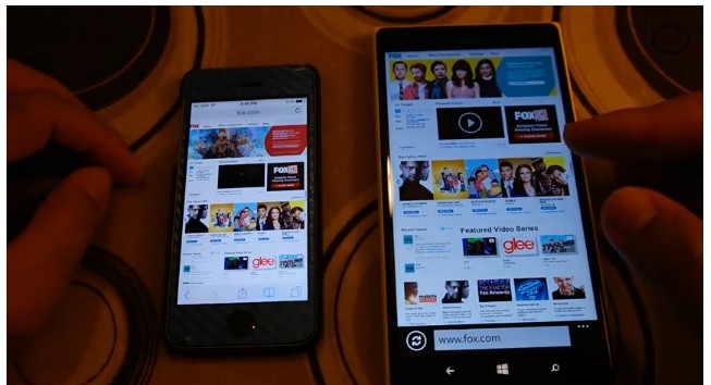 Lumia 1520 vs iPhone 5S browser