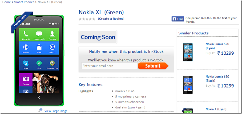 nokia xl flipkart