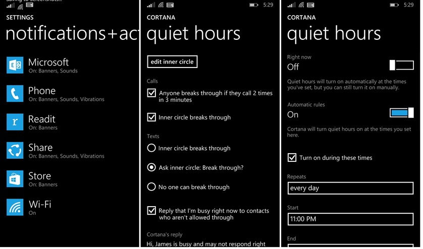 Quiet hours