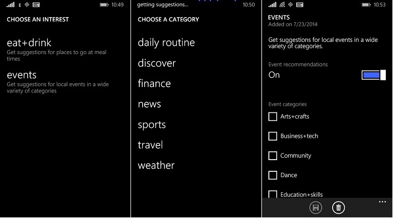 Cortana events