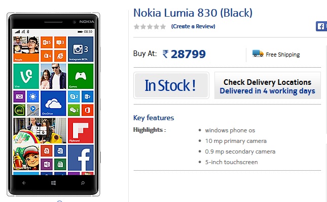 Lumia 830 India