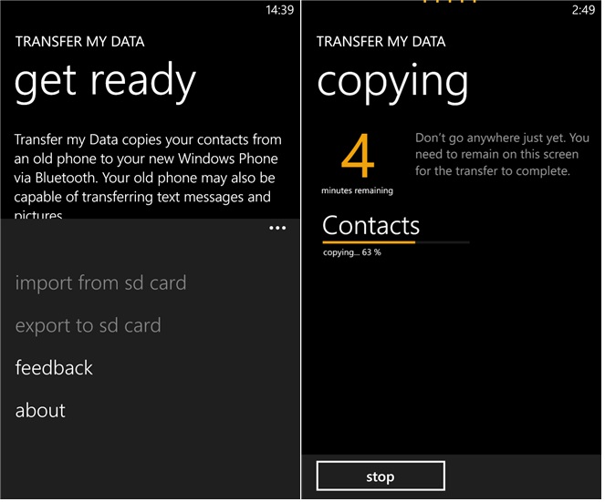 Transfer my data
