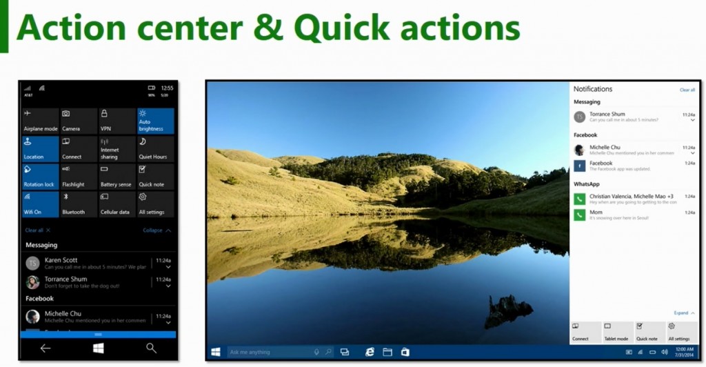 win 10 action center