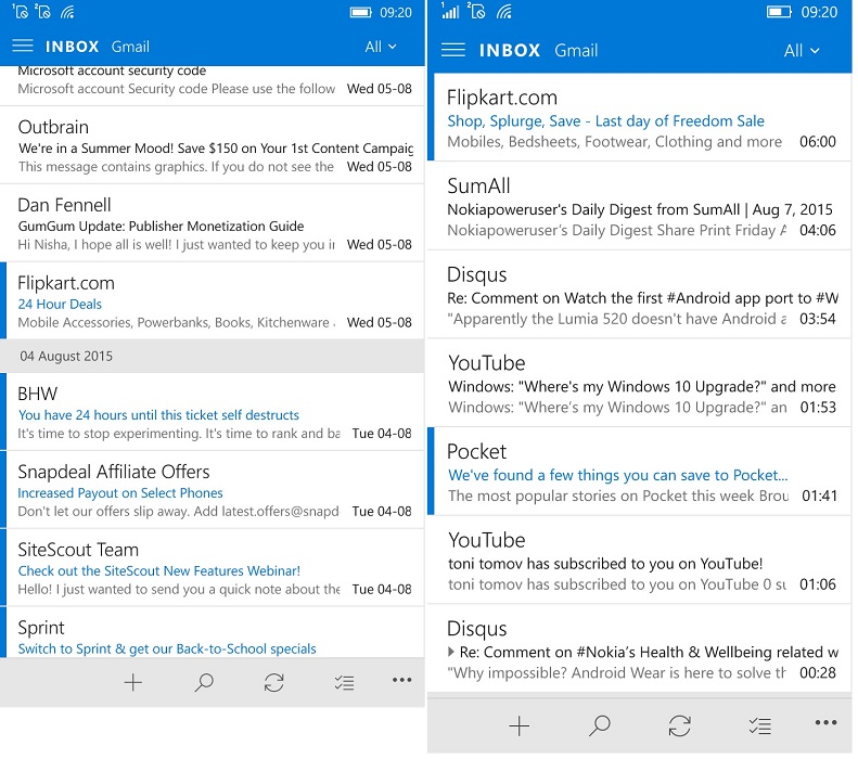 Outlook mail update