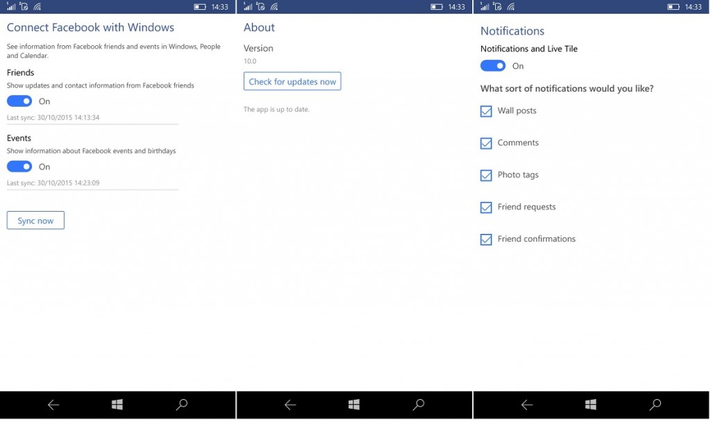 Facebook Beta update