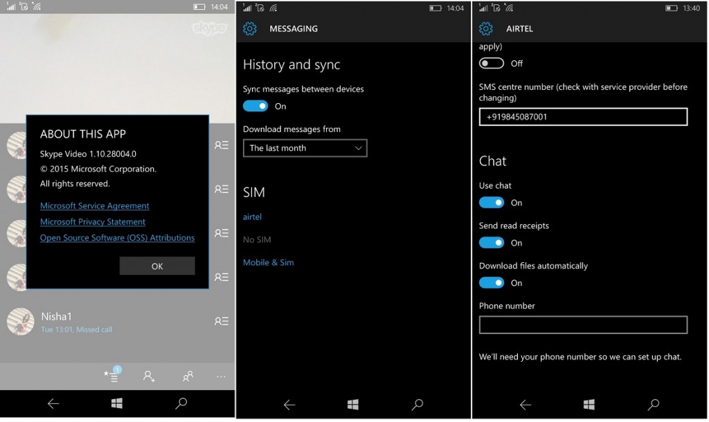 Messagin chat settings