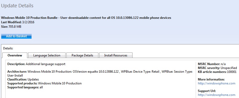 Build 10586.122 catalogue