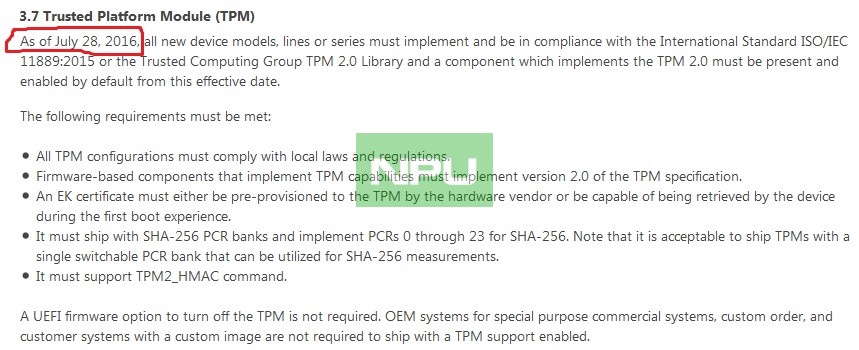 Windows 10 Mobile TPM 2.0 July 28